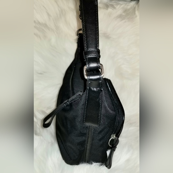 COACH Twill and Leather Shoulder Bag 7428 Small Hobo Purse - Picture 7 of 11